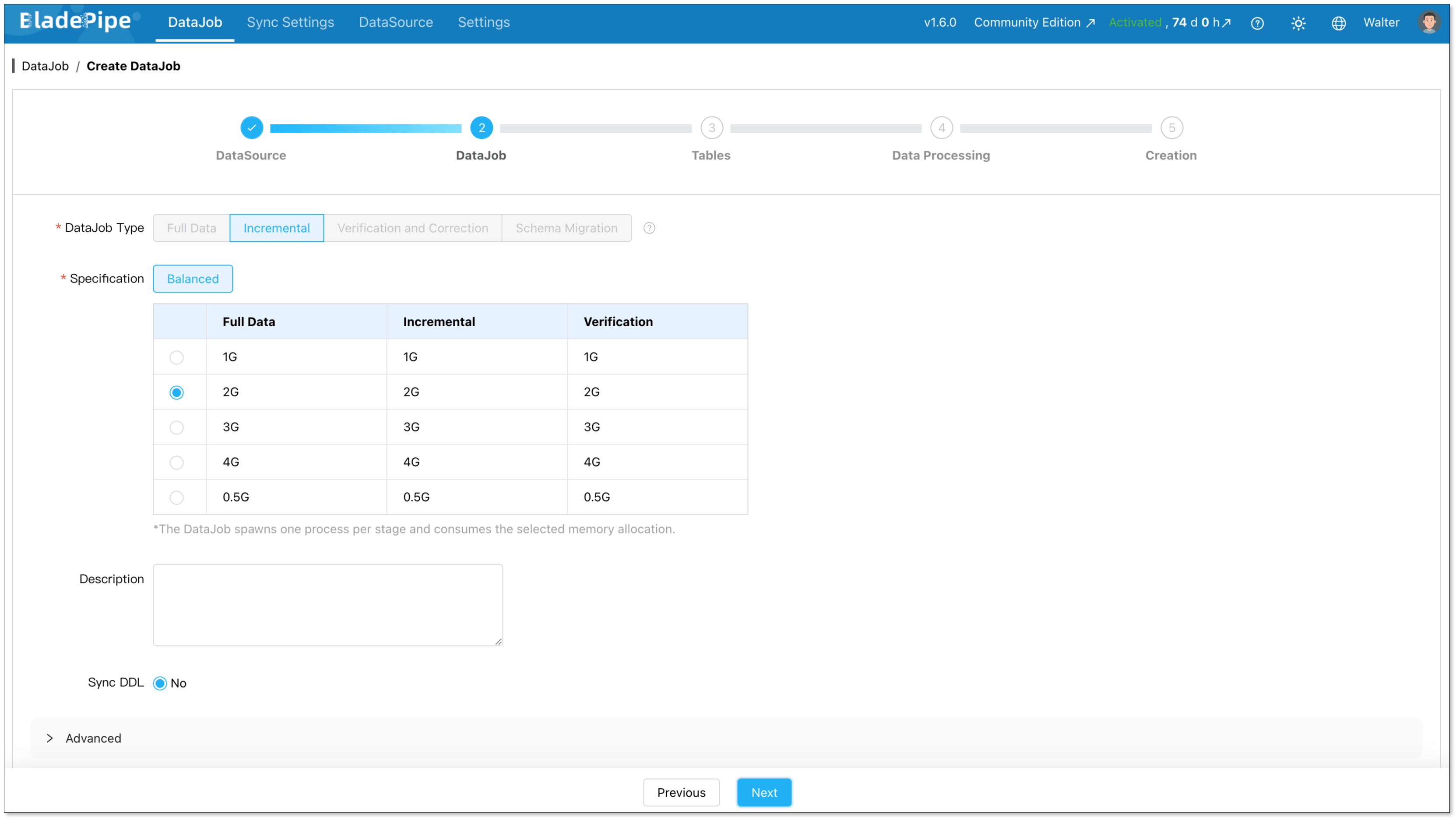 choose datajob type